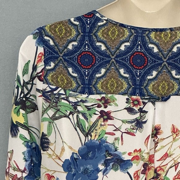 Fig and Flower Women Top Plus 2X Floral Tunic Patch Pockets Retro Classic Casual - Picture 8 of 16